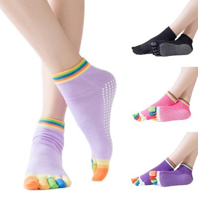 China QUICK DRY Women's Yoga Knocks Five Toe Gym Calcetines Non-Slip Anti-Slip Socks Winter Female Socks Ballet Silicone No Fingers Cotton Backless 5 for sale