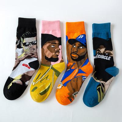 China 2021 New QUICK DRY European American Fashion Hip Hop Men's Skateboard Socks Creative Harajuku Cartoon Cotton Street Socks Long Socks For Boy for sale