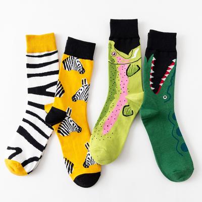 China Autumn Men Women Cotton Casual creative QUICK DRY bumps animal zebra stripe shark crocodile bumps happy funny classic unisex socks for sale