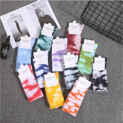 China 2021 INS QUICK DRY hot MC new custom design colorful logo fashion socks tie-dye cotton happy unisex socks for men and women for sale