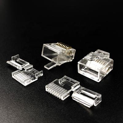 China Network Cable Ethernet Connectors Short Body Cat5E RJ45 Plug 8P8C Insulation Diameter 0.55 Mm Two Piece for sale