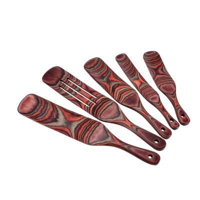 China Modern Kitchen Spatula Spoon Tools For Cooking Pakkawood 5-Piece Kitchen Utensil Set for sale