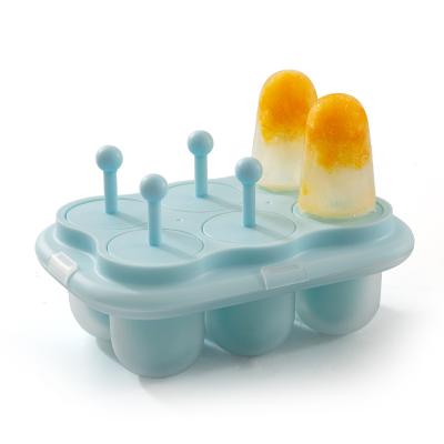 China High Quality Stocked Home DIY 6 Holes Silicone Ice Cream Popsicle Mold With Cover Device And Handles For Summer for sale