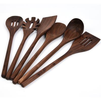 China Dropshipping Sustainable Black Walnut 6 Sets Kitchen Accessories Set Cooking Tool Kits for sale