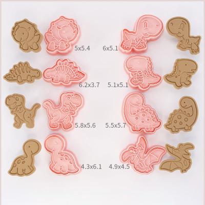 China Sustainable 8pcs Dinosaur Cookie Stamp Set Cookie Cutter Plastic Cookie Mold For Sorts for sale