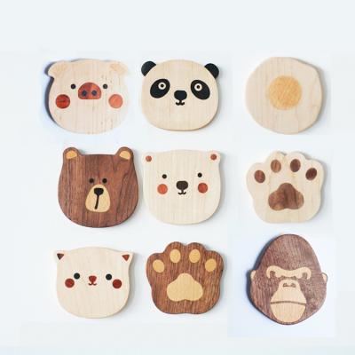 China Cartoon Viable Wooden Pad For Cup With Cat Bear Wooden Mat For Home Dinner Decoration Gift for sale