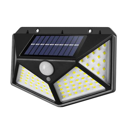 China Waterproof Solar Powered IP44 LED Wall Light Motion Sensor Light 100 LED Garden Wall Light For Garden White for sale