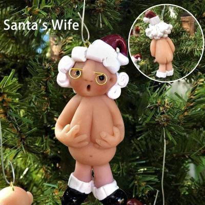 China Christmas Santa Claus Pendant Europe Funny Naked Male and Female Santa Claus Home Decoration Christmas Tree Decoration Party for sale