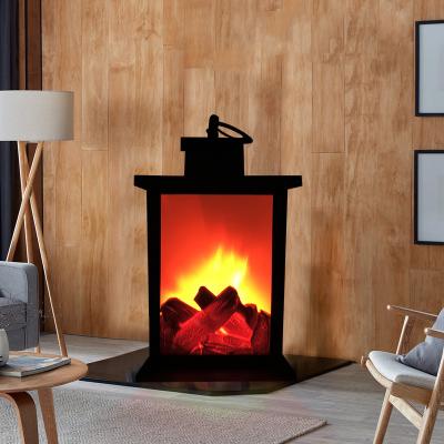 China Portable Flame Lamp Warehouse Fireplace Lantern Simulation Cafe Bar Decoration LED Christmas Flame Desk Lamp for sale