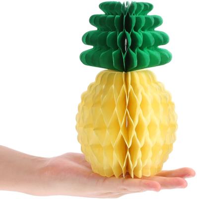 China Convenient Foldable Layout Manual Party Decoration Hawaiian Wedding Summer Party Supplies Cheap Honeycomb Pineapple Honeycomb Balls for sale