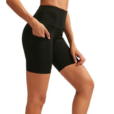 China QUICK DRY Women's Fitness Skinny Gym Shorts Tummy Control Yoga Workout Shorts Side Pockets for sale