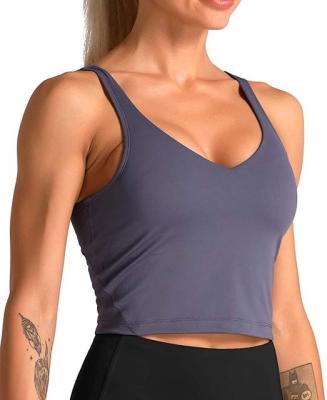 China Breathable Gym Sports Bra Apparel Women Fitness Workout Tank Top U Shape Running Sports Invest Ladies Yoga Wear for sale