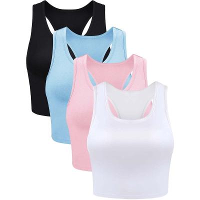 China Breathable Women Yoga Bra Sleeveless Workout Clothes Sexy Tight Back Crop Sports Tops Athletic Runner for sale