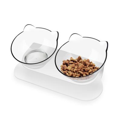 China Non-automatic Cat Bowl 15 Degree Tilt Cat Face Cat Food Dog Bowl To Protect Cervical Vertebra Pet Bowl for sale