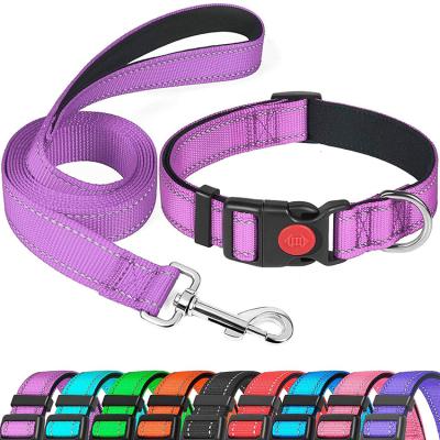 China Wholesale Custom Quick Release Pet Collars Webbing Dog Collar Set Adjustable Thoughtful Reflective Nylon Pet Leash for sale