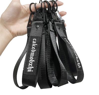 China Durable Custom Embroidered Logo Carabiner Key Chain Lanyard Wrist Strap Keychains Short Lanyards Manufacturer Wholesale for sale