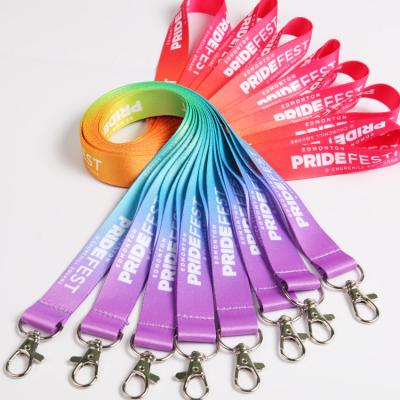 China Durable Custom Polyester Custom Color Sublimation Heat Transfer Printing Bright Bright Key Chain Lanyards With Neck ID Badge Card Holder for sale