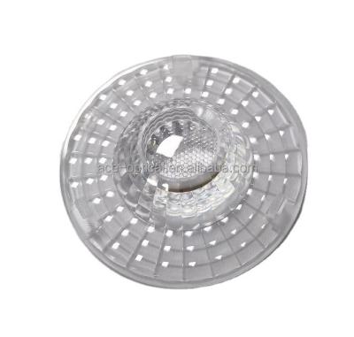 China Home Commercial Optical Lens 60 Degree 90% Clear PC PMMA COB LED Plastic Light 3030 Lens for sale