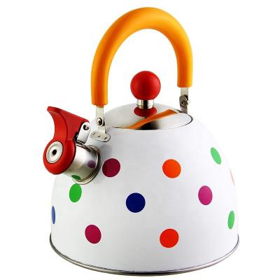 China Dot Color Coating Capacity 2.5L Stainless Steel Water Tea Kettle Induction Stove Induction Stove Gas Whistling Teapot for sale