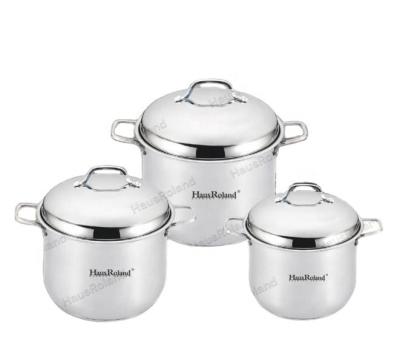 China Binaural Soup Pot Extra Large Capacity Steamer Handle Stainless Steel Kitchen Cookware Set Stocked High Quality for sale