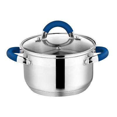 China High Quality Double Stocked Stainless Steel Ear Handle Soup Pot Noodle Cooking Pot Small Size for sale