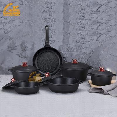 China HausRoland stocked stainless steel cpanelas 2022 12 pcs kitchen cooking soup pots beware sets casserole stick non aluminum plated cookware sets pot for sale