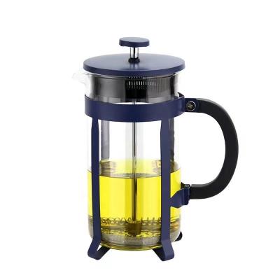 China HausRoalnd High Quality Stocked Stainless Steel Tea Filter Manual Coffee Pot 1000ml Glass Sharing French Press for sale