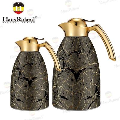 China Stocked 2 Piece Double-Layer Thermos Set Stainless Steel Gold Plated 24 Hour Durable Thermos for sale