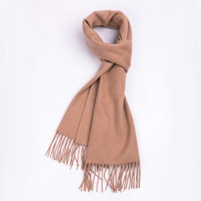 China Small size unisex long woolen scarf fashion woolen scarves plain color lambswool scarf with tassel for sale