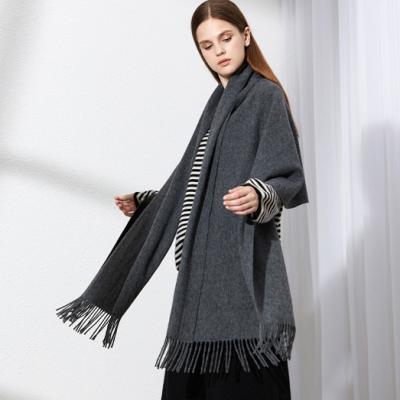 China Woolen Solid Color Stole Wool Pashmina Cashmere Shawl Thick Soft Wrap Scarf Warm Women for sale