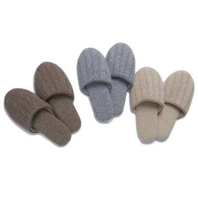 China 100% Cashmere Autumn Cashmere Home Shoes Wooden Floor Slippers Indoor Knitted Women Slippers for sale