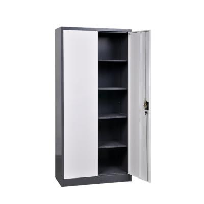 China Adjustable Swing 2 Door Furniture Office Filing Cabinet Bookcase Metal Book Storage Cabinet 4 Steel Shelf for sale