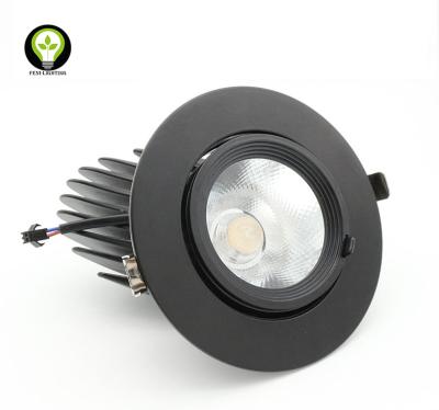 China Aluminum Customized Power / Customized Color 9-50W COB LED Scoop Adjustable Recessed Downlight With Lens And Reflector for sale