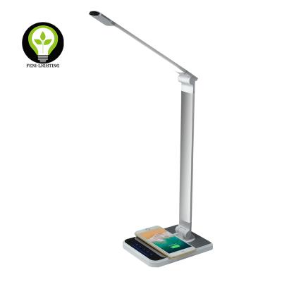 China Wireless Charing Hand Sweep Sensor LED Wireless Charging Desk Lamp With 3 Colors Temperturer Brightness Dimming for sale