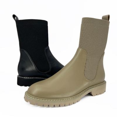 China Newest Design Fashion Trend Design Elastic Material Ankle Women Flat Boots Winter Ankle Stretch Sock Boots for sale