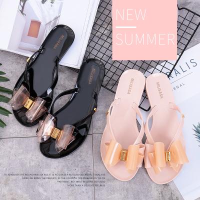 China 2021 Summer New Jelly Sandals Anti-odor Fashion Women Jelly Sandals Bowknot Flip Flops Women Flat Bottom Women's Jelly Sandals for sale