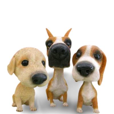 China Cute Europe Resin Model Animal Bobble Head Puppy Car Dashboard Decoration Nodding Head Doll Anime Figure Miniature Bobblehead Dog for sale