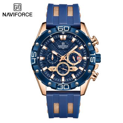 China New Arrival Naviforce 8019T Automatic Newcomer Amazon Date Silicone Chrono Luminous Waterproof Strap Man Hot Selling Wrist Watch for sale