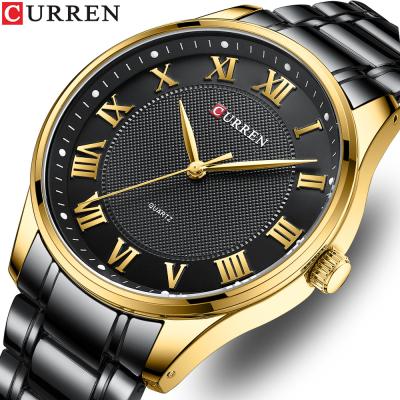 China New Arrival Curren 8409 Water Resistant Watch Black Male Steel Strap Nice Water Proof Analog Quartz Display Large Casual Watch Kit for sale