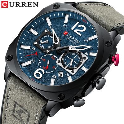 China Chronograph Curren 8398 New Arrival 3 Dials Mens Quartz Watch for sale