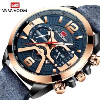 China New style men's color quartz watch pot leather strap automatic genuine waterproof decoration VAVA VOOM 230 giant casual watch dials date VAVA VOOM 230 reloj watch for sale