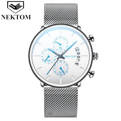 China China Fashion Men's Quartz Watch Mesh Band Automatic Stylish Waterproof Calendar Simple Date NEKTON 8225 Leisure Watch Kit for sale