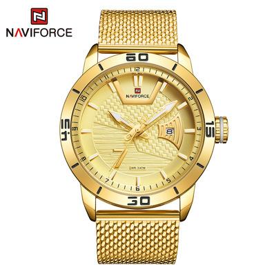 China New Design Mens Quartz Watch Stainless Steel Band Auto Date Display NAVIFORCE 9155A Waterproof Casual Musculino Date Relogio for sale