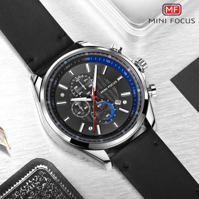 China Day/Date MINI FOCUS MF0080G Power PU Leather Strap 3 Dials Wholesale Best Color Man Time Date Concise Casual Hand Watch Watch for sale