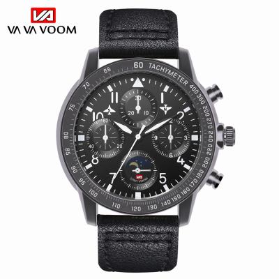 China VAVA VOOM VA-209 Water Resistant Fashion Color Man Quartz Watch Complications PU Leather Strap 3 Dials Decoration Simple Casual Wristwatch for sale