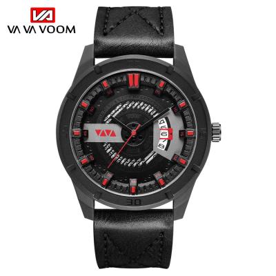 China Cheap Concise Day/Date Color Men's Hand Casual Watch VAVA VOOM VA-201 Quartz Pot Watch PU Leather Strap Water Proof Date Display Casual Watch for sale