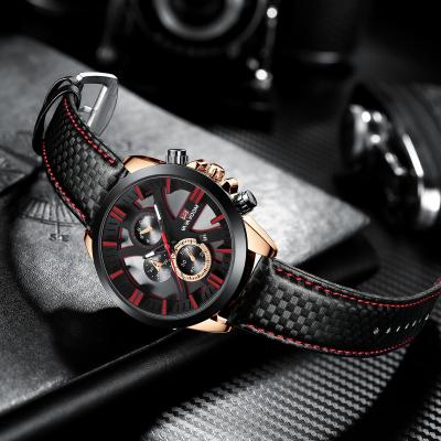 China New Style Man Quartz Watch Automatic Leather Strap 3 Dials Date VAVA VOOM 2302 Simple Casual Relogio Musculino for sale