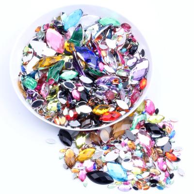 China 10000PCS DIY Flatback 3x6mm Craft Rhinestone Acrylic Color Gems Flatback Marquise Earth Facets Natural For Nail Art for sale