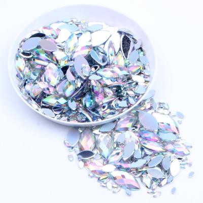 China Flatback 4x8mm 10000PCS High Burst DIY Gems Flatback Marquise Earth Facets ab colors Acrylic Rhinestone Rhinestone For Nail Art Decorations for sale