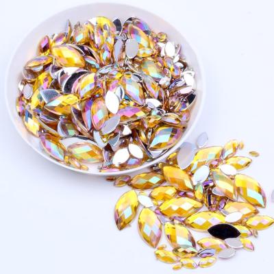 China Flatback Fake Nail Stones 5x10mm 5000Pcs Flatback Acrylic Marquise Earth Facets ab colors Acrylic Fake Stone for sale